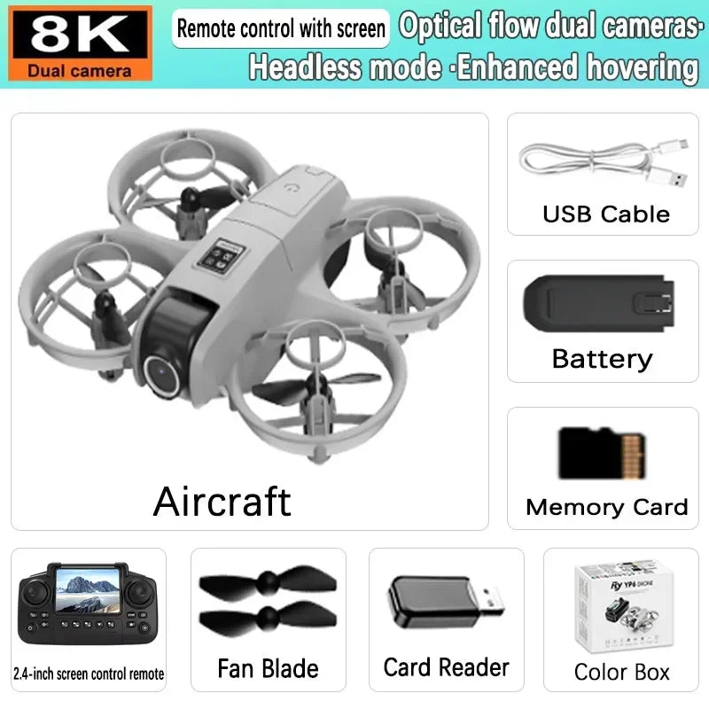 YP6 Mini Drone 8K Aerial HD Camera Drone 5G WIFI Record Large Screen Remote Control Intelligent Obstacle Avoidance Aerial Drone