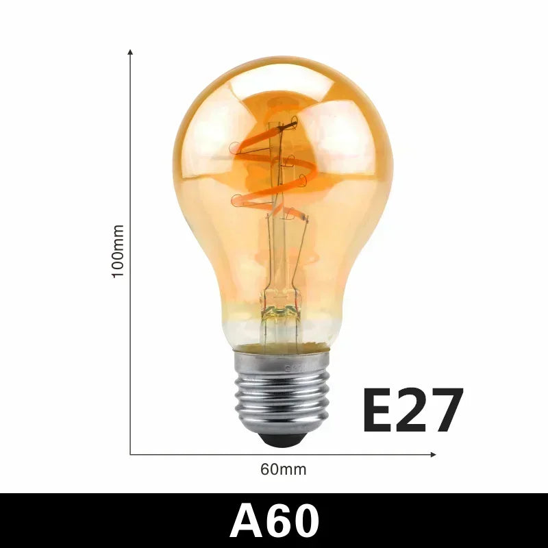 1-10pcs E27 E14 Retro Edison LED Filament Bulb AC 220V Spiral Light C35 G45 A60 ST64 G80 G95 G125 Glass Bulb Retro Candle Lamp