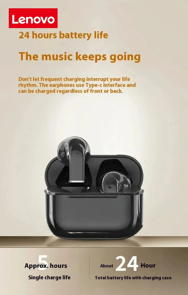Lenovo Pro 5s Headphones Mini Portable Wireless Bluetooth Earphones Noise Reduction and Long Battery Life With Mic