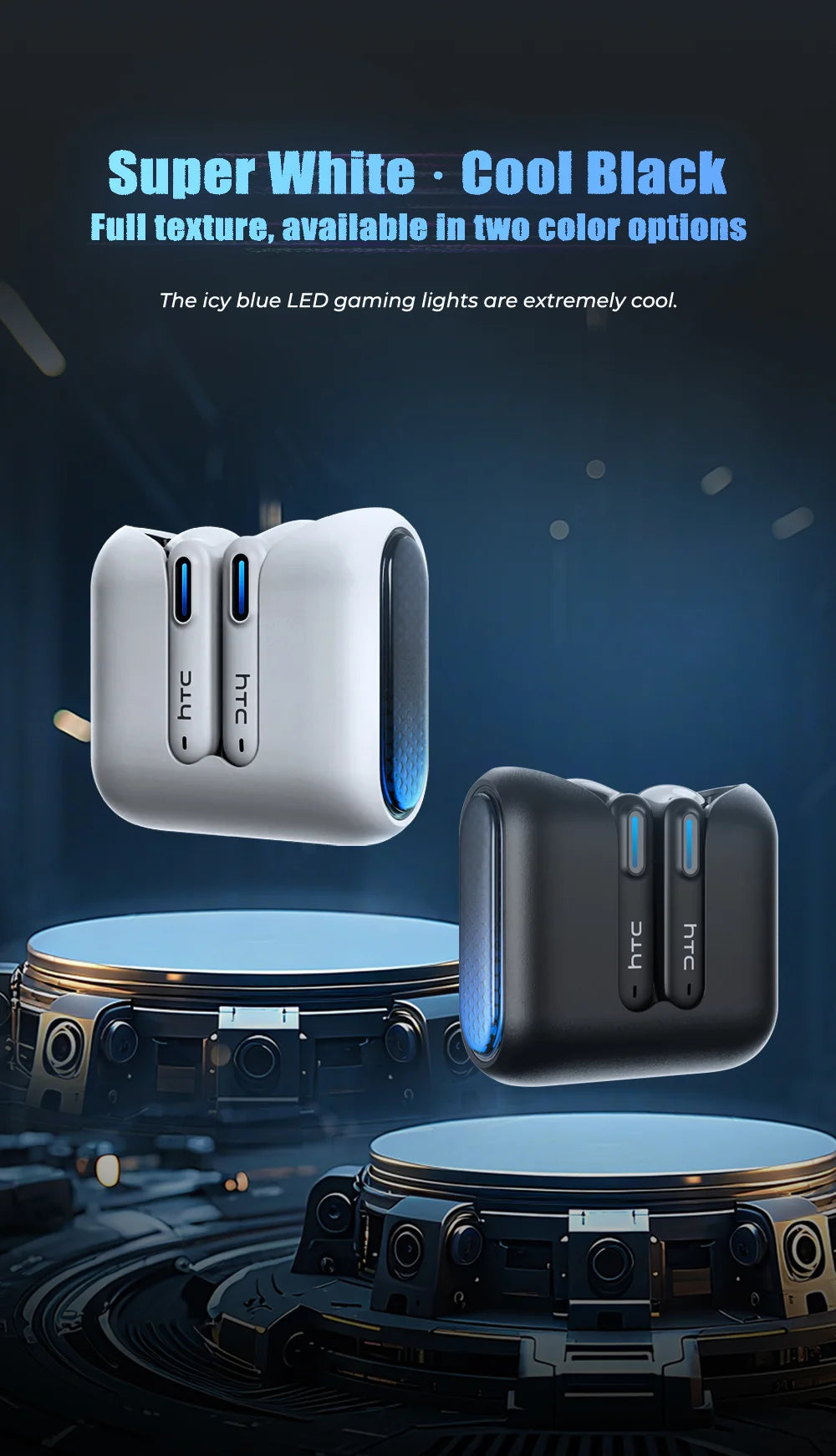 HTC NE49 Earphones Bluetooth V6.0 Noise Reduction TWS Sports Wireless Headphones with Mic Long life