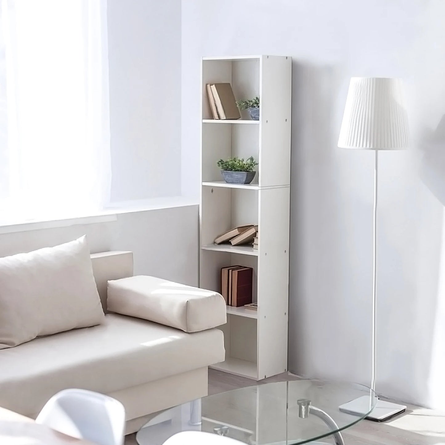 Cube Bookcase, 5 Tier Storage Cabinet, Wooden Display Shelf, Floor Standing Cabinet, Office, Living Room, Bedroom Furniture