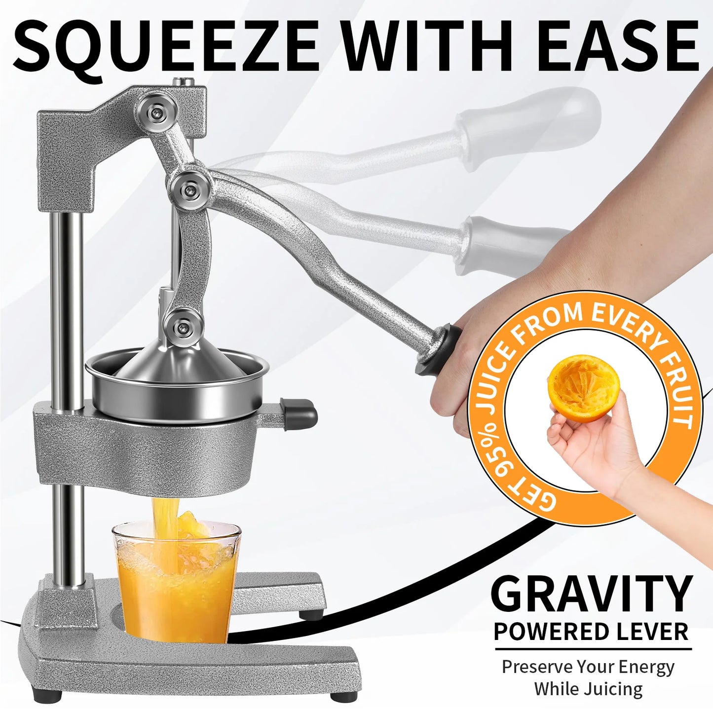 Manual Fruit Juicer 9cm Large Diameter Orange Juice Squeezer Heavy Duty Cast Iron Lemon Squeezer For Orange Lemon Pomegranate