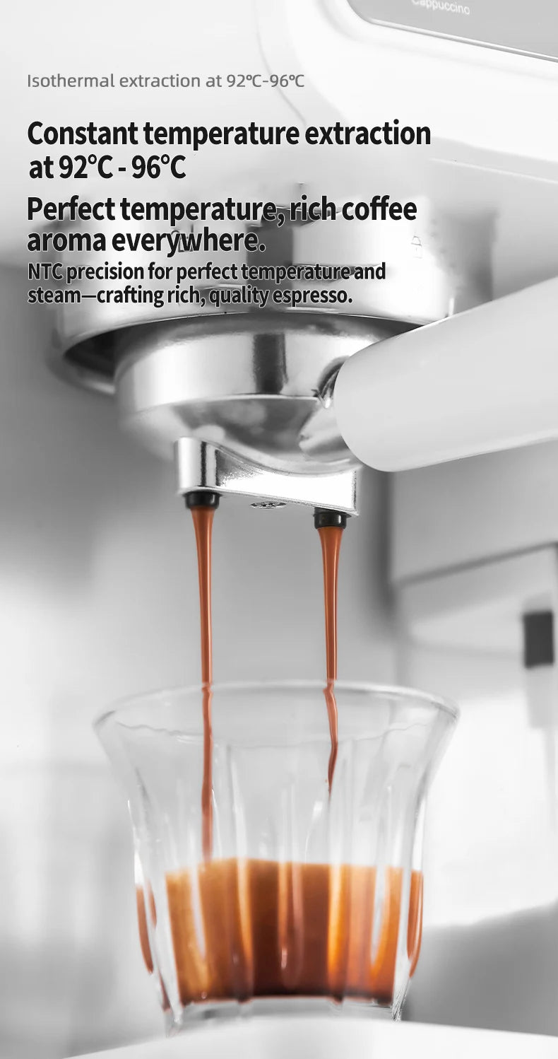 Multifunctional fancy coffee machine,Automatic milk frothing and cleaning functions,Cold/Hot Extraction ,Intelligent color scree
