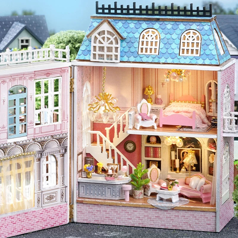 DIY Wooden Doll Houses Mini Assembly Handmade Small House Creative Scene Decoration DollHouse For Toys Birthday Gifts