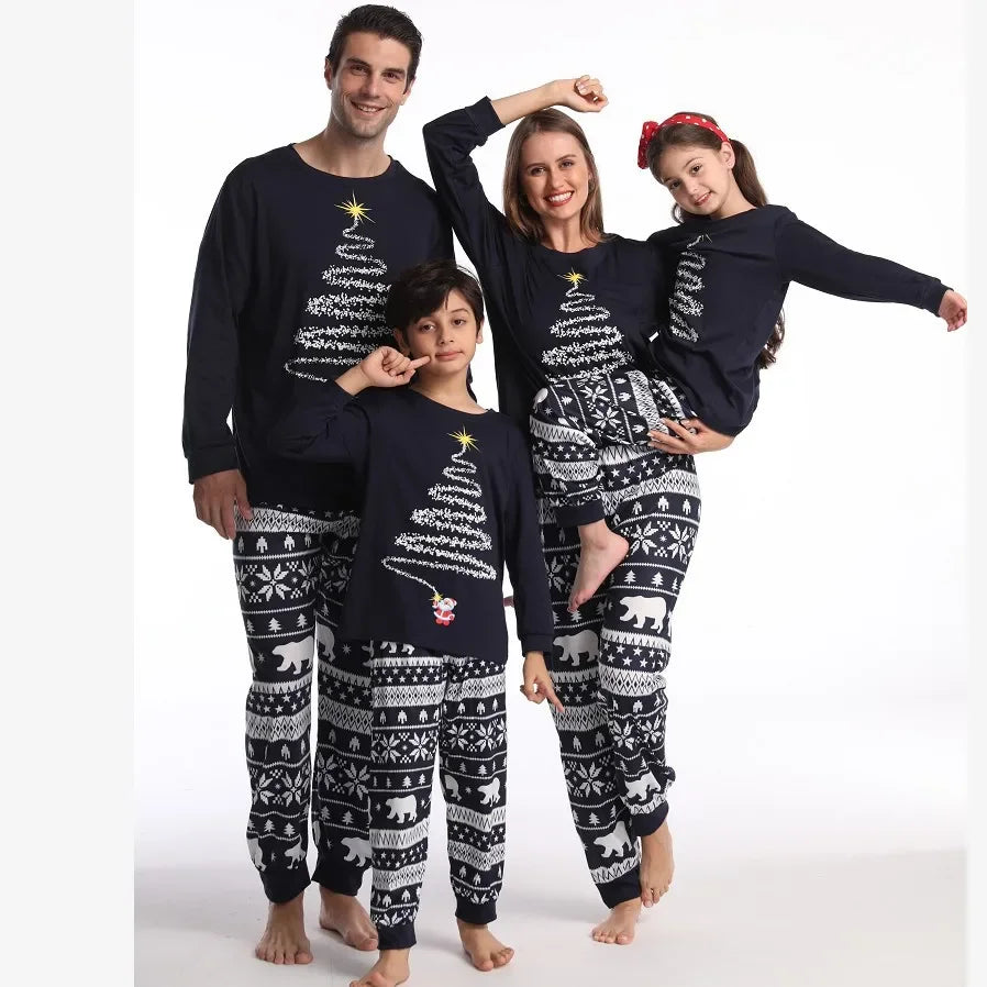 Christmas Look Pajamas Set Mom Dad Kids Dog Matching Pyjamas Cute Elf Print Sleepwear Soft Loose 2 Pieces Suit Xmas Wear Pijamas