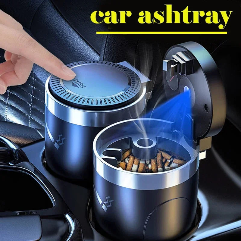 1PCS Portable LED Smoke Car Ashtray Cigarette Ash Holds Cup Automatic Light Indicator Ashtray Car Cup Holder