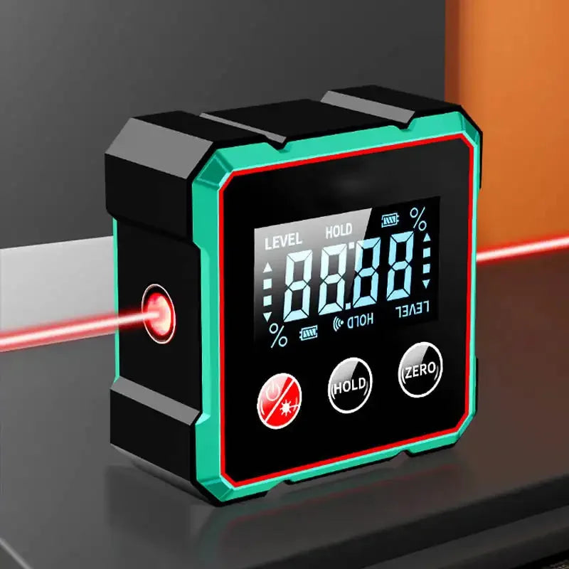 360° LCD Electronic Protractor Mini Inclinometer Measuring Tool Magnetic Digital Angle Finder with Electronic Laser Gauge Ruler