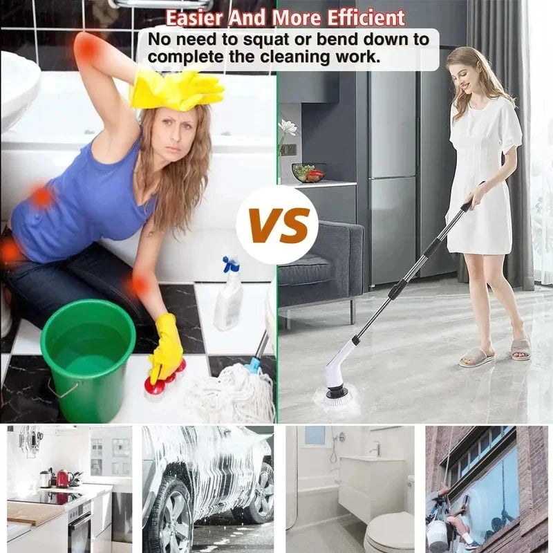 Cordless Electric Spin Scrubber Multipurpose Power Cleaning Brush For Bathroom Kitchen Tile Grout Floor Stain Removal