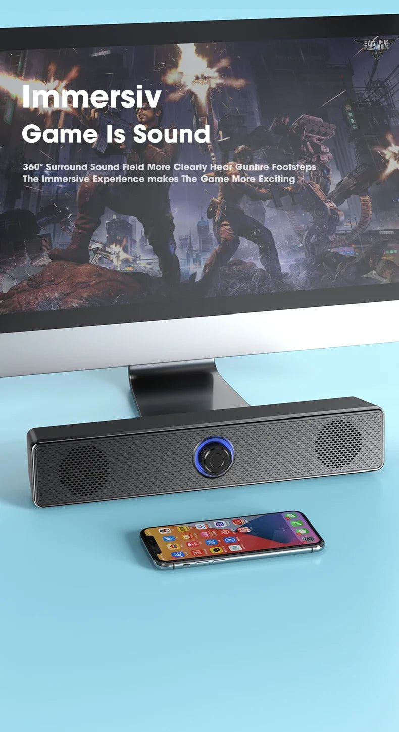 PC Soundbar Wired and  Bluetooth Speaker USB Powered Soundbar for TV Pc Laptop Gaming Home Theater Surround Audio System