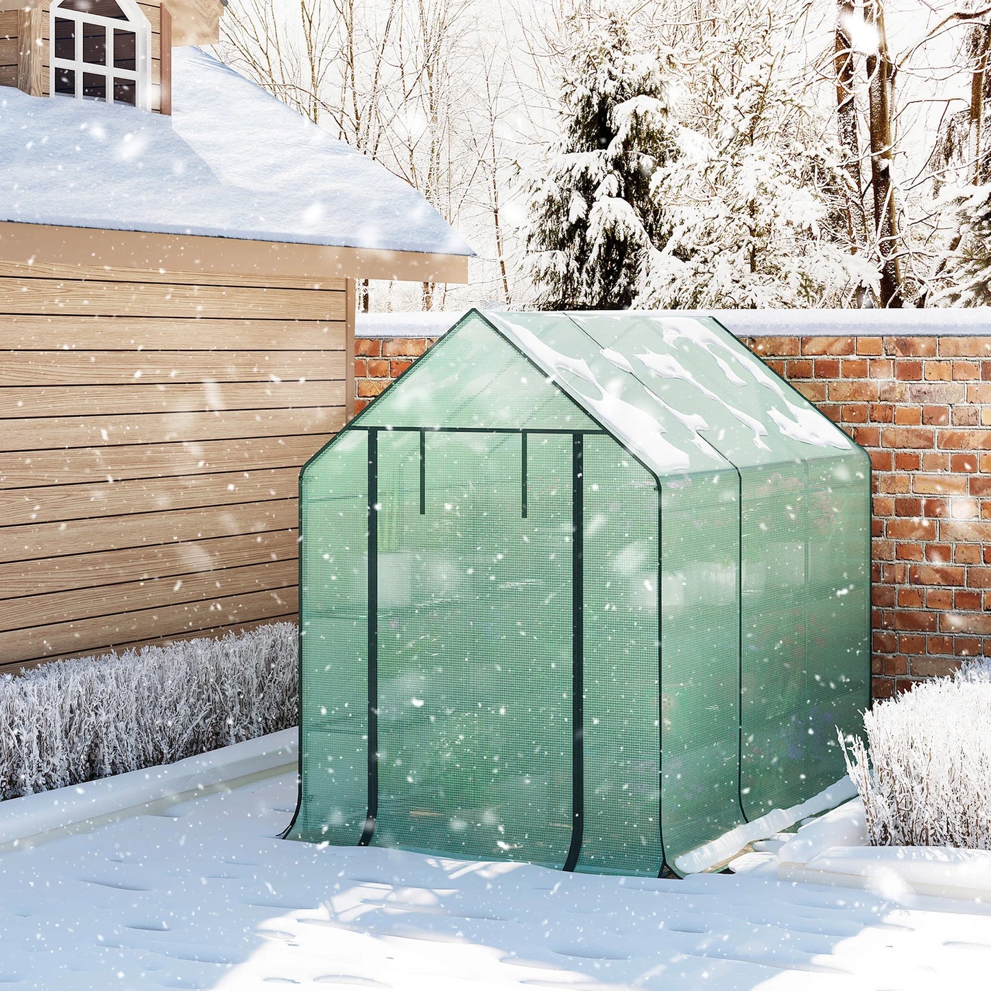 WOLTU Garden Greenhouse Wintering Tent with 3 Shelves Reinforced PE Cover Windproof for Vegetables Flowers Plants