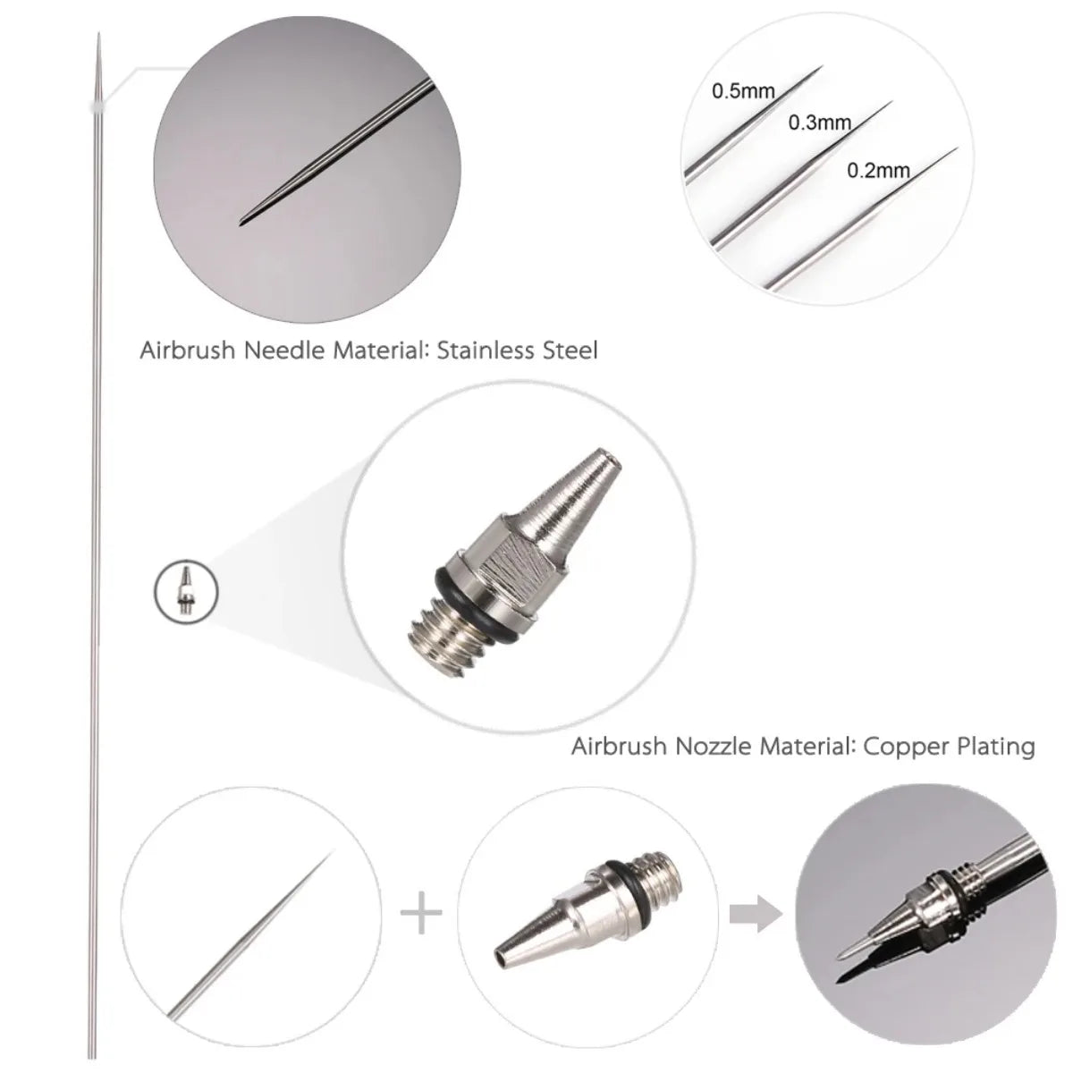 Nasedal NT-19 Dual-Action Airbrush Compressor Kit 0.3mm Airbrush Spray Gun for Nail Airbrush Model Cake Car Fish Shoes Painting