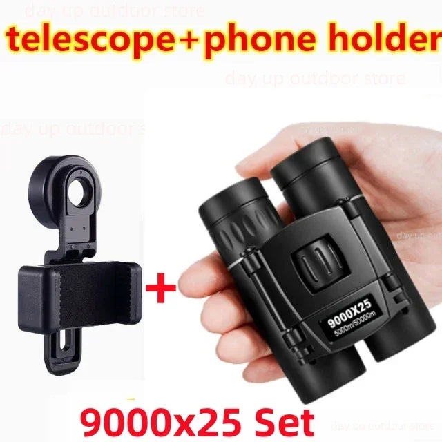 9000x25 HD Zoom Portable Powerful Binoculars Long Range BAK4 Telescope Jumelles Folding Optics for Outdoor Hunting Camping