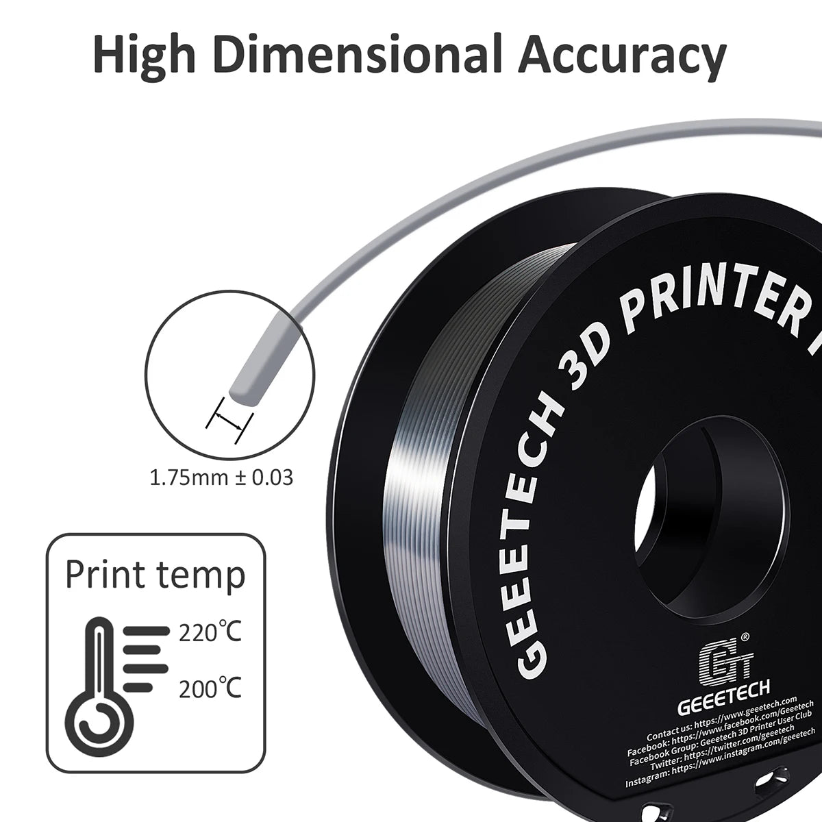 Geeetech 3d printer Filament PLA PETG Plastic 1kg 1.75mm,Tangle-Free, 3d printing wire materials, black, white, vacuum packaging