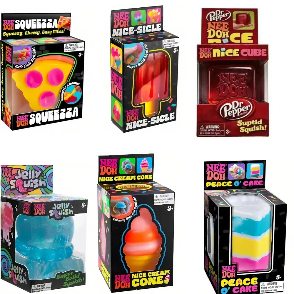 NeeDoh PEACE O' CAKE Squishy Toy NEE DOH Rainbow Cake Stress Fidget Sensory Toy Stress Relief Squishy Cube Anti-Anxiety Toy