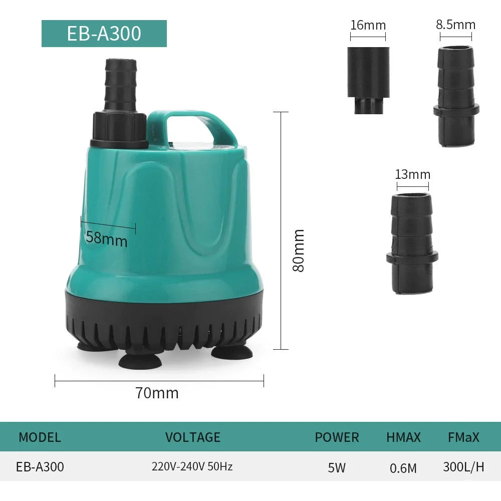 5/8/18/25/40/60/90W Fish Tank Bottom Suction Submersible Pump Bottom Filter Silent Suction Feces Change Pump Multi-function Pump
