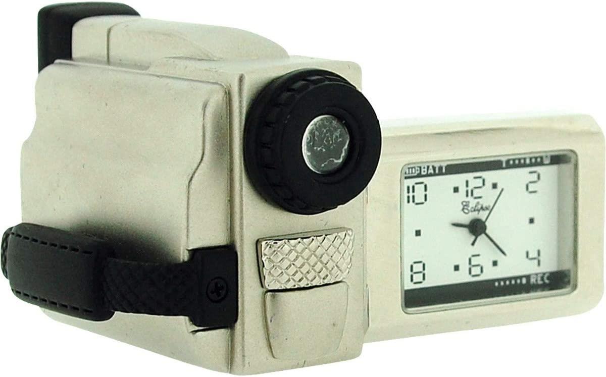 Miniature Clock Silver Plated Metal Video Camera Solid Brass IMP1057S - CLEARANCE NEEDS RE-BATTERY