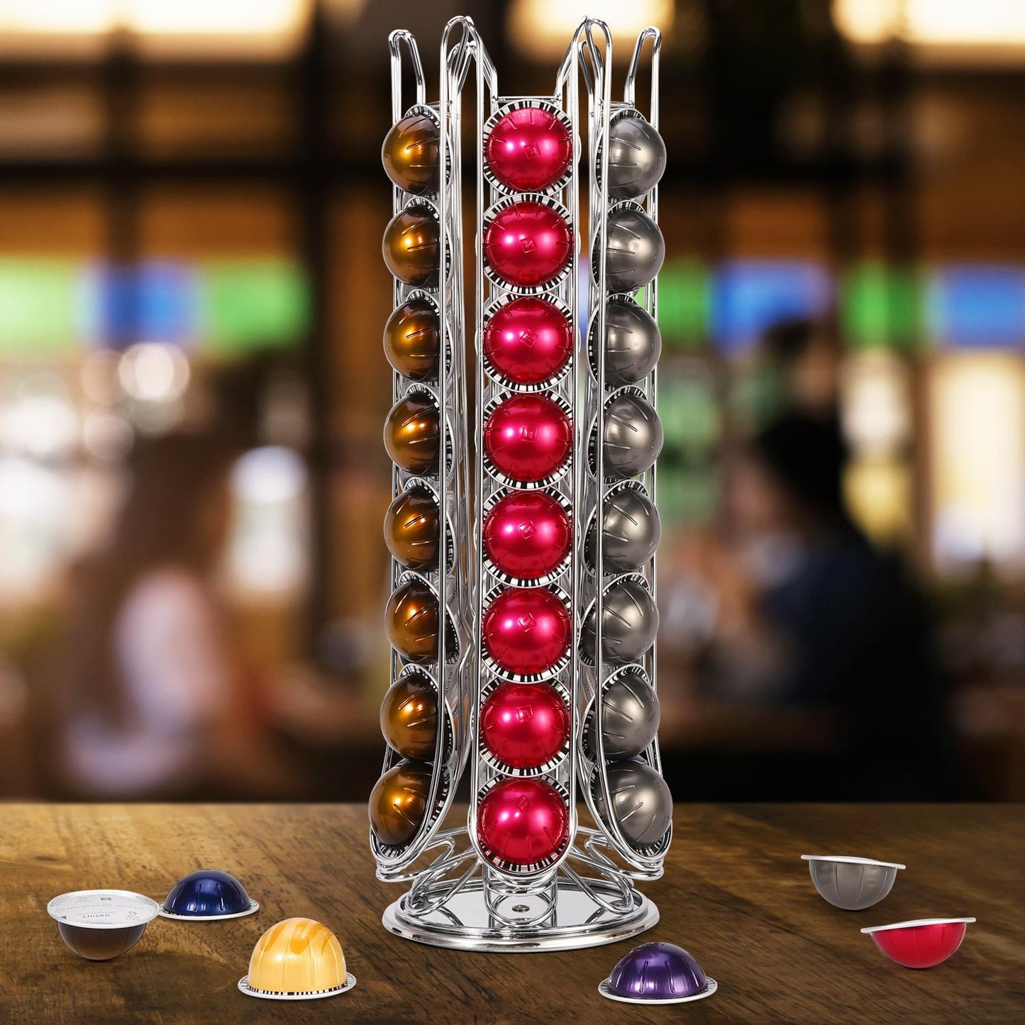 VINSANI 48 POD CHROME COFFEE POD STAND 1010347