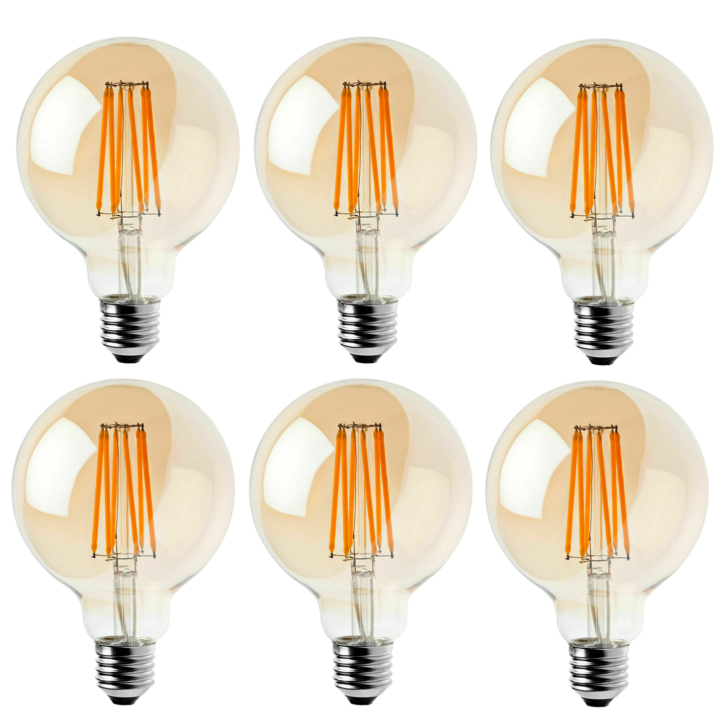 6Pack E27 LED Edison Dimmable Vintage Amber Glass Warm white 2700K Light Bulbs