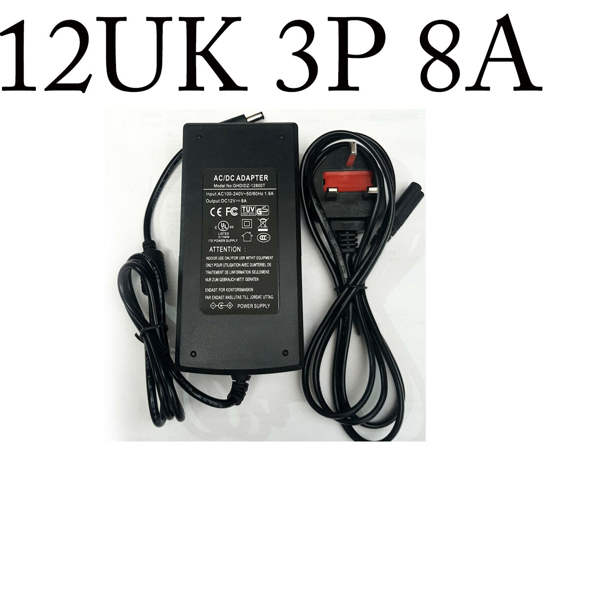 Universal Power Adapters AC 100-240V to DC 12V Power Adapter, UK Plug Cord Switching Power Supply~4090