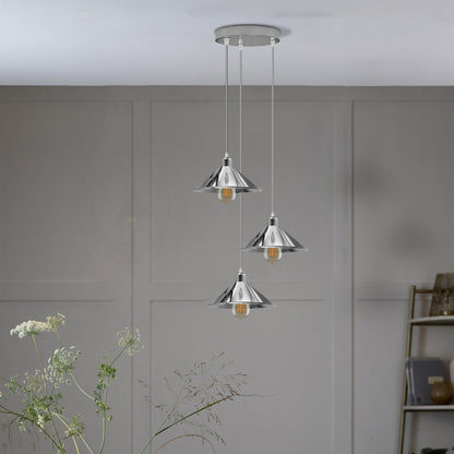 3 Head Round Base Industrial Vintage Ceiling Pendant Light Shade Hanging Lamp Light