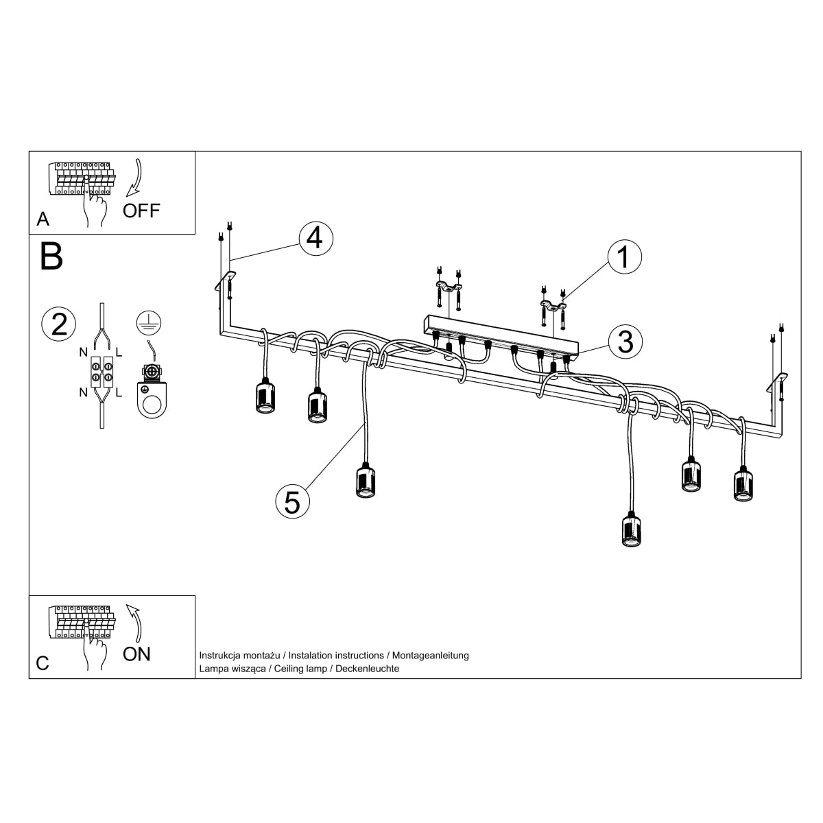 Chandelier fabric, steel Salamanca modern Design E27