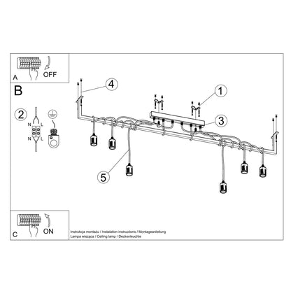 Chandelier fabric, steel Salamanca modern Design E27