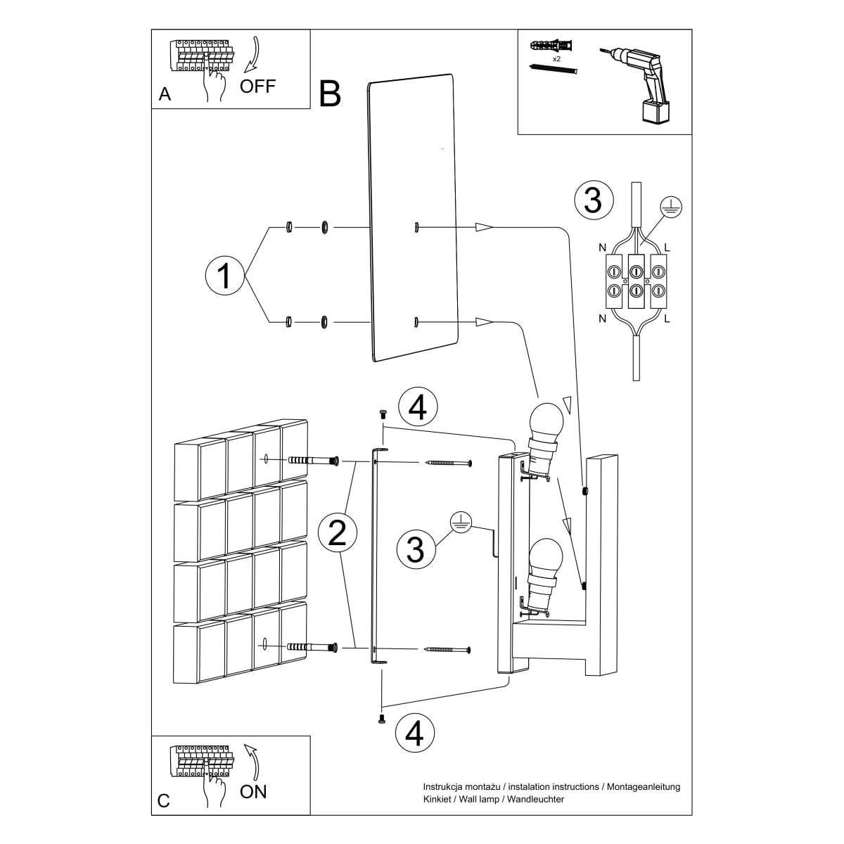 Wall lamp wood, glass Lappo Scandinavian Design E14