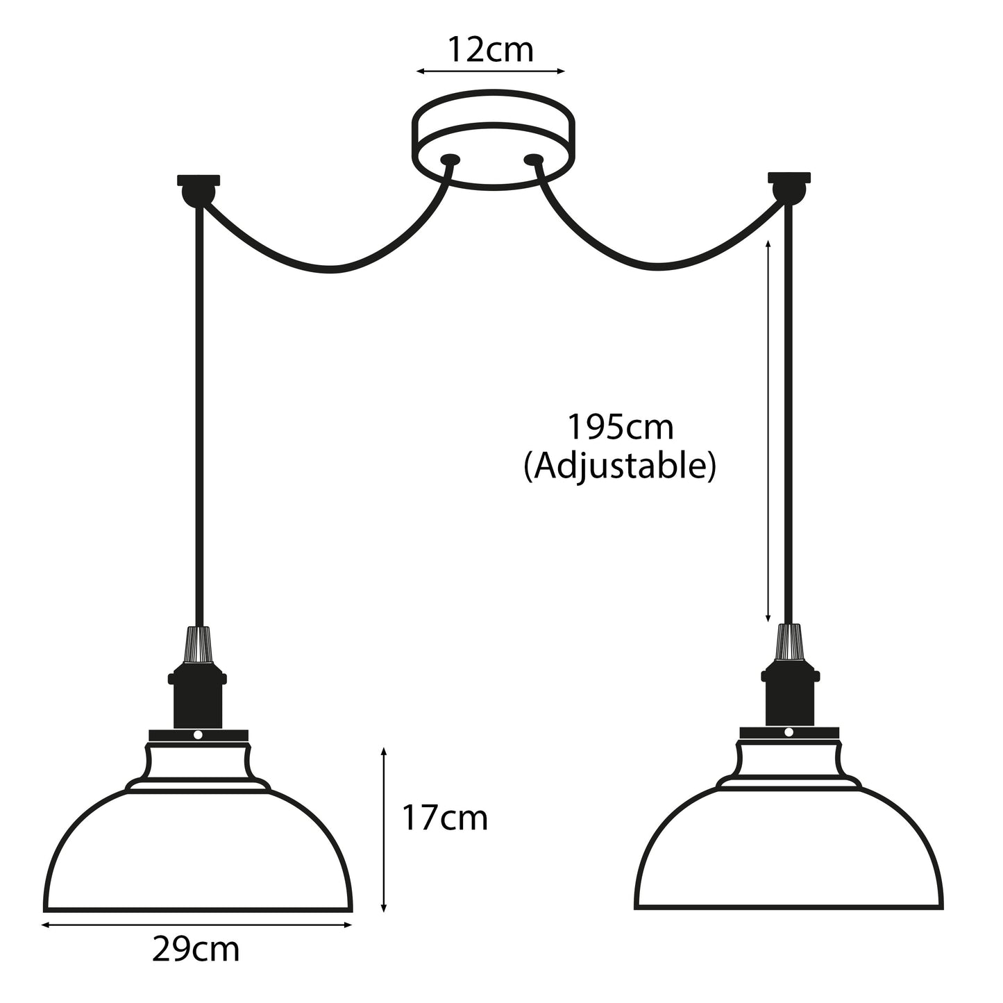 Burgundy Vintage 2 Way Ceiling Pendant Light  Metal Industrial Style 29cm, E27 Base Hanging Pendant Lamp