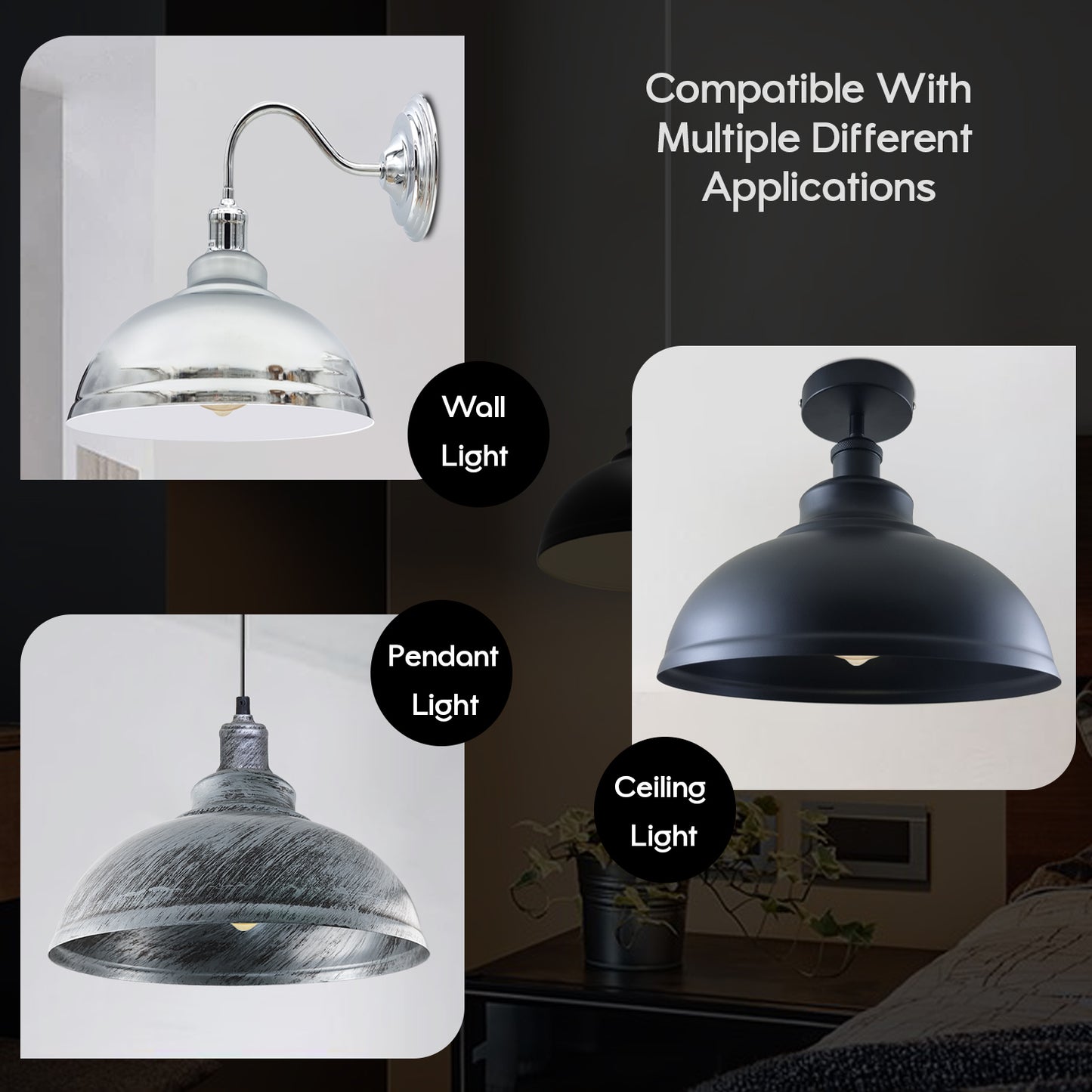 3 Pack Modern Industrial Easy Fit Burgundy Curvy Lamp Shaped Metal Light Shade for Wall Lamp and Table Lamp