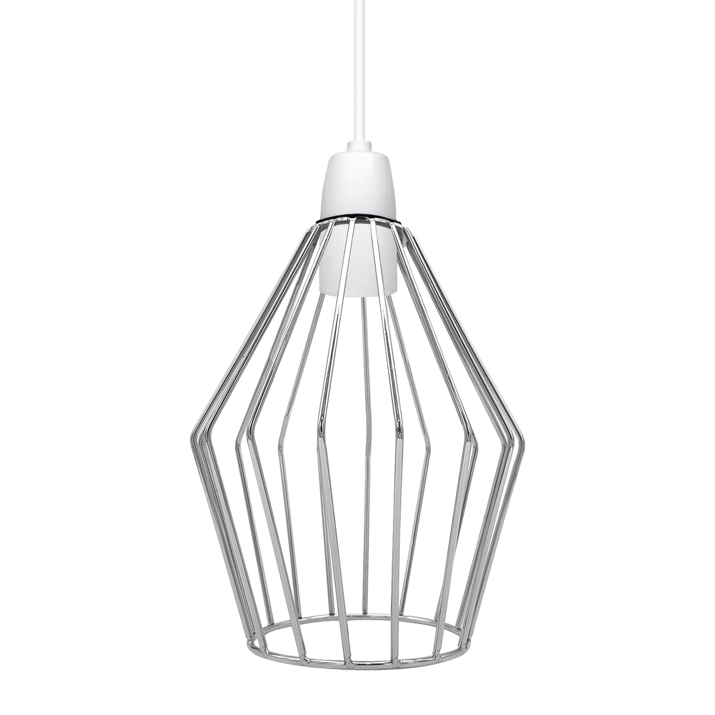 Modern Vintage Chrome Industrial Metal Rustic Lampshade Vintage Light Open Wire Frame cage Diamond Geometric Shape Lamp