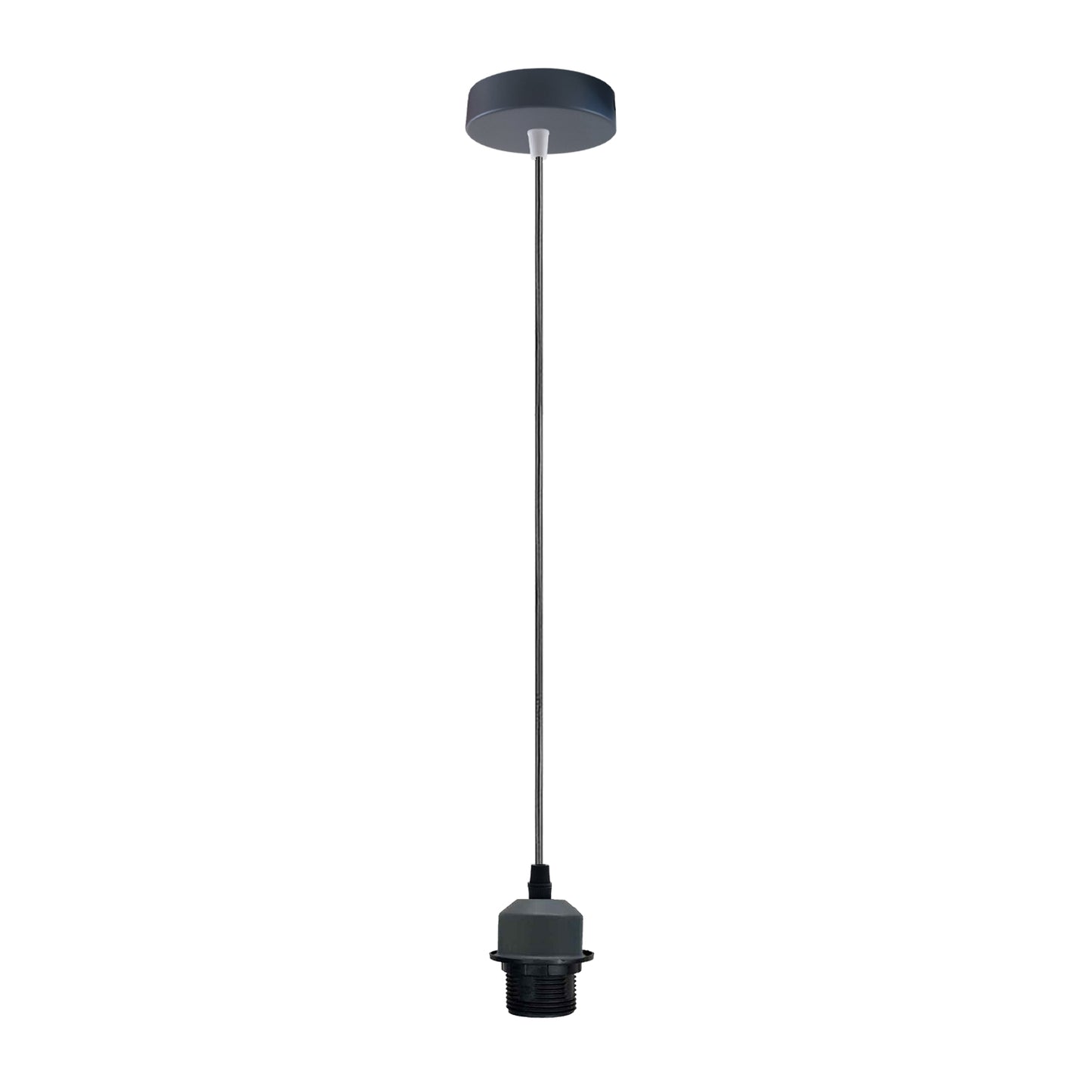 Industrial Grey Pendant Light Fitting, Lampshade Addable E27 Lamp Holder UK Holder Fitting Set With PVC Cable.