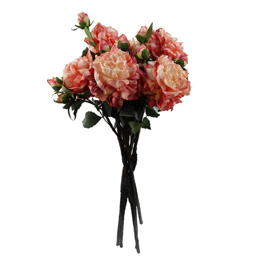 6 x 60cm Peony Artificial Flower Pink - 6 flowers 18 buds