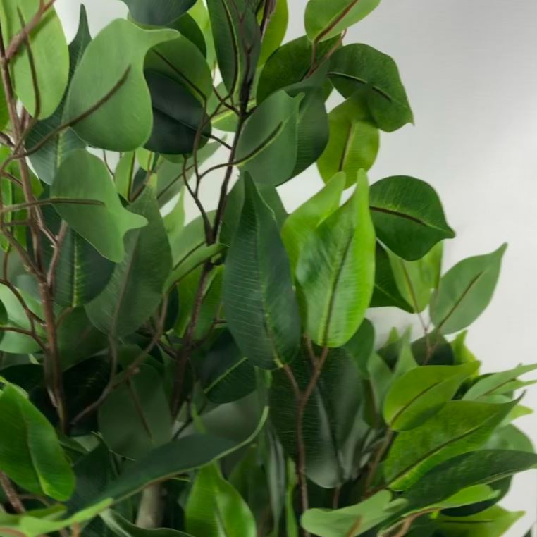 110cm Artificial Evergreen Twist Ficus Tree Gold Curve Planter