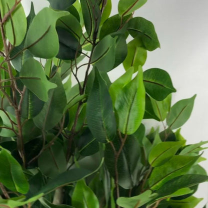110cm Artificial Evergreen Twist Ficus Tree Gold Curve Planter