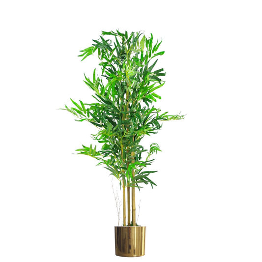 120cm 4ft Realistic Artificial Bamboo Plants Trees with Gold Metal Planter