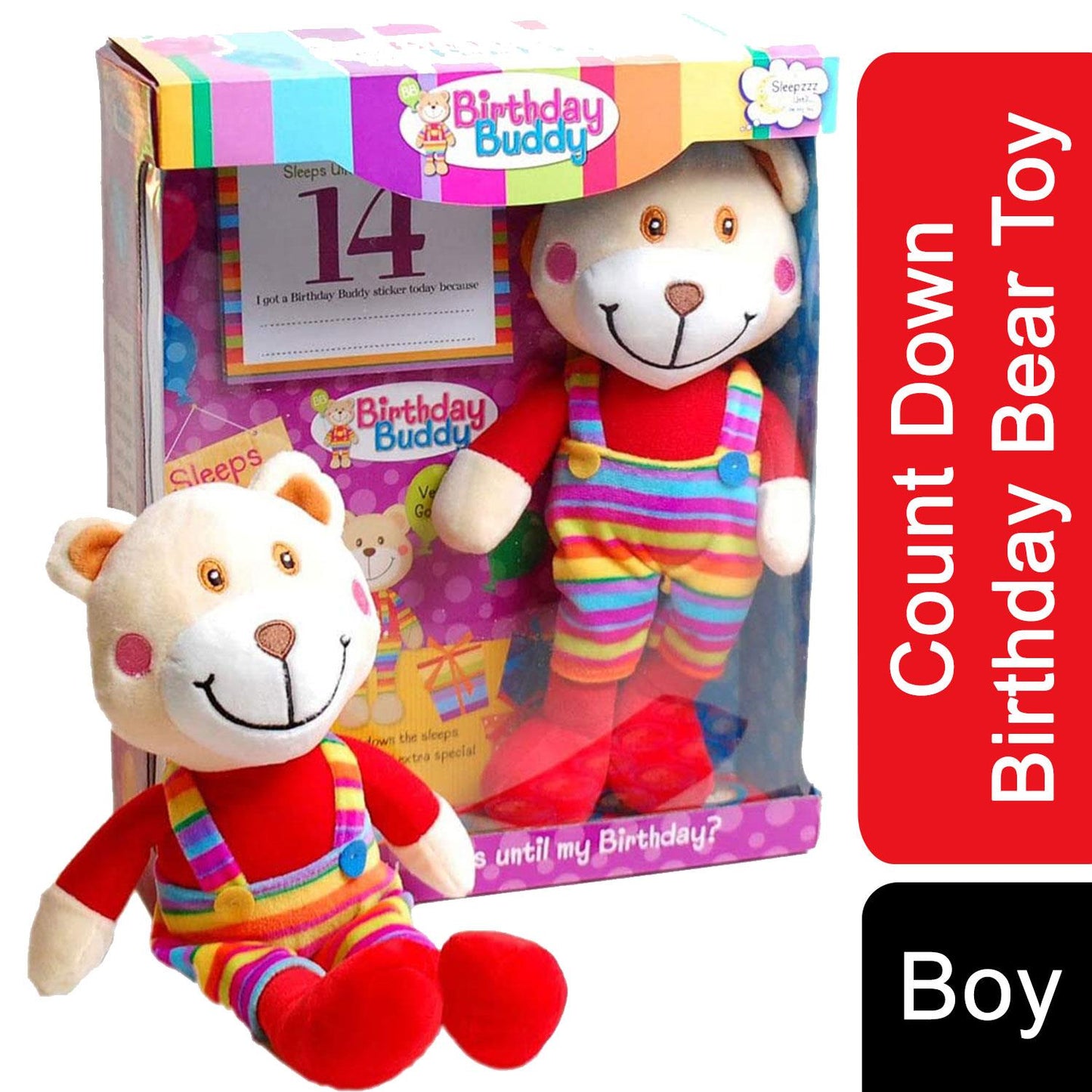 Birthday Buddy (Girl) & (Boy) Count Down Birthday Bear Toy[Birthday Buddy - Boy]