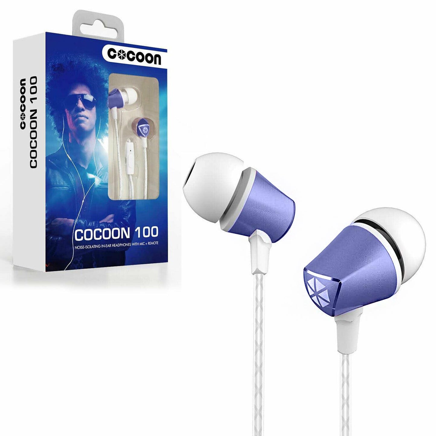 Cocoon 100 Series Noise-Isolating Tangle Free In-Ear Headphone for Smartphone - Cobalt Blue