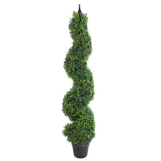 120cm 4ft Tall Artificial Boxwood Tower Tree Topiary Spiral Metal Top