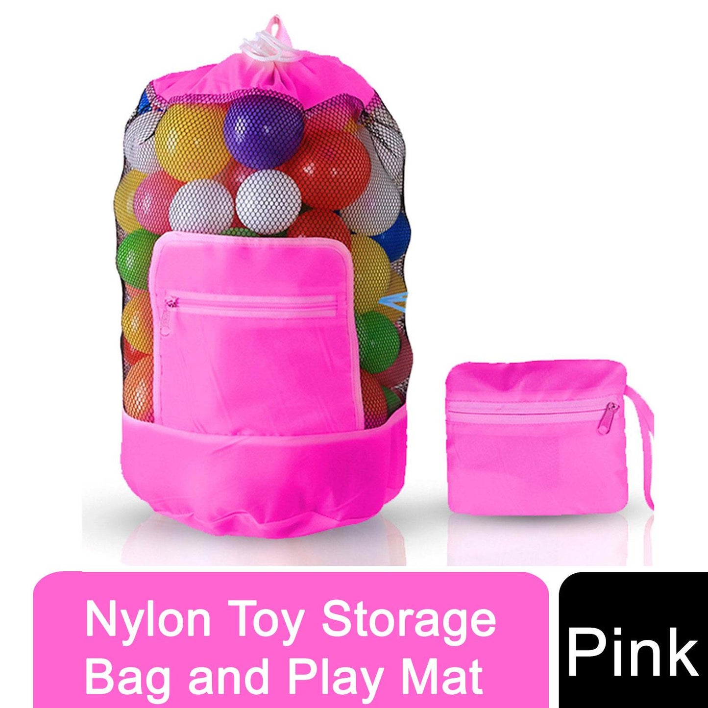 Doodle Nylon Toy Storage Bag and Play Mat - Pink