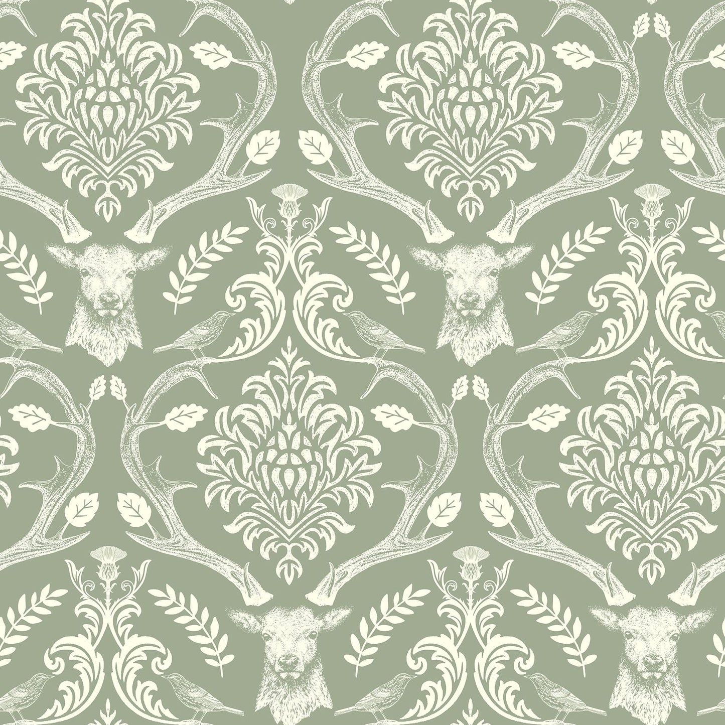 Stag Damask Sage Green sw12