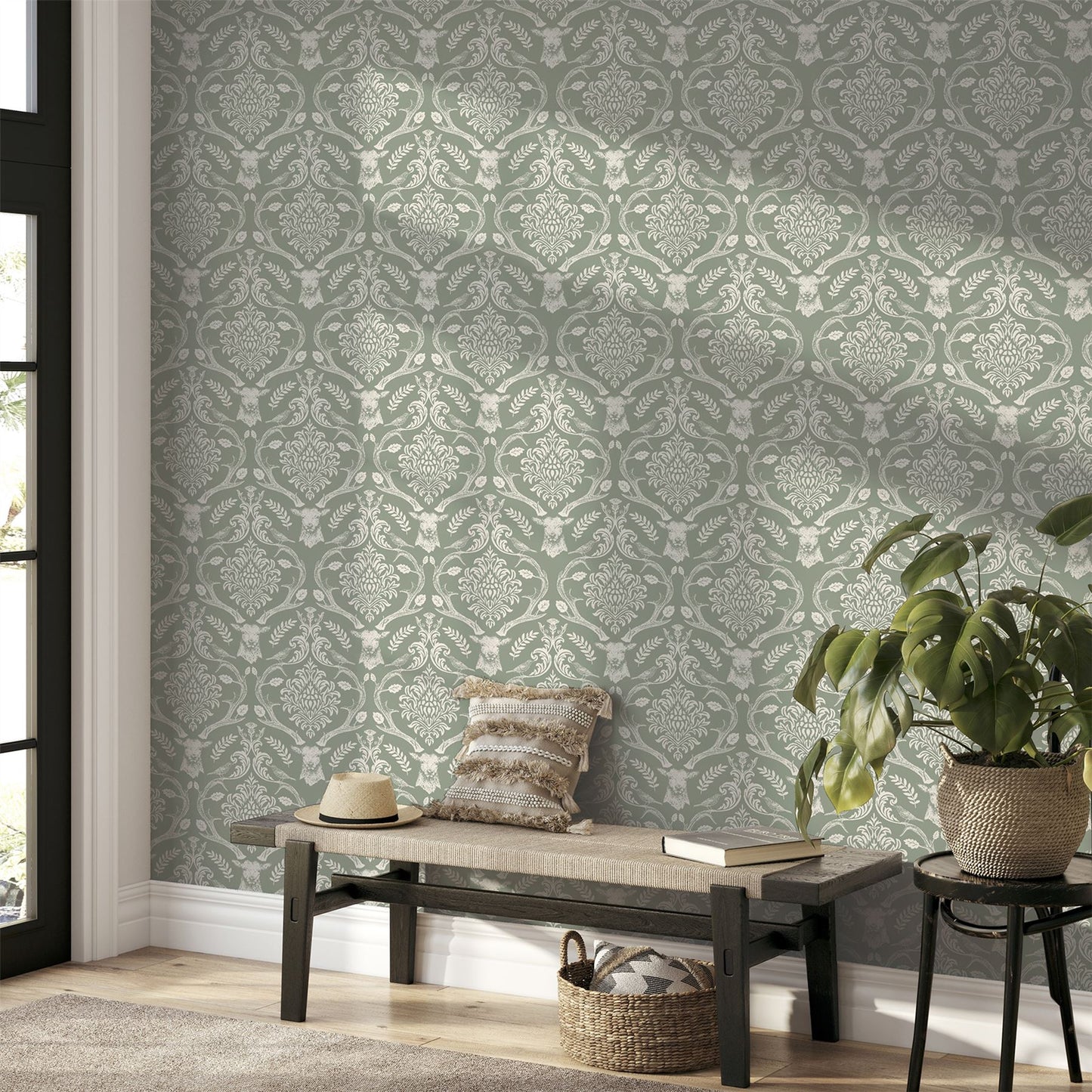 Stag Damask Sage Green sw12