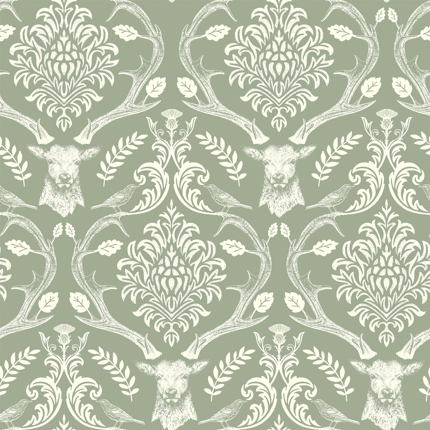 Stag Damask Sage Green sw12