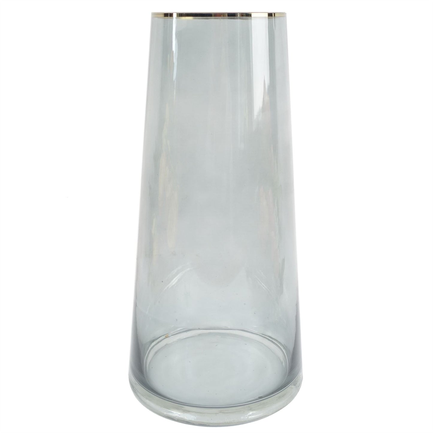 28cm Gold Rim Smoke Grey Glass Vase