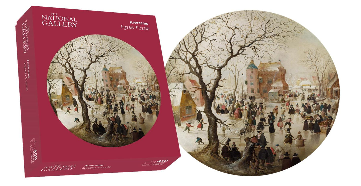 A Winter Scene with Skaters near a Castle - National Gallery 400 Piece Circular Jigsaw Puzzle