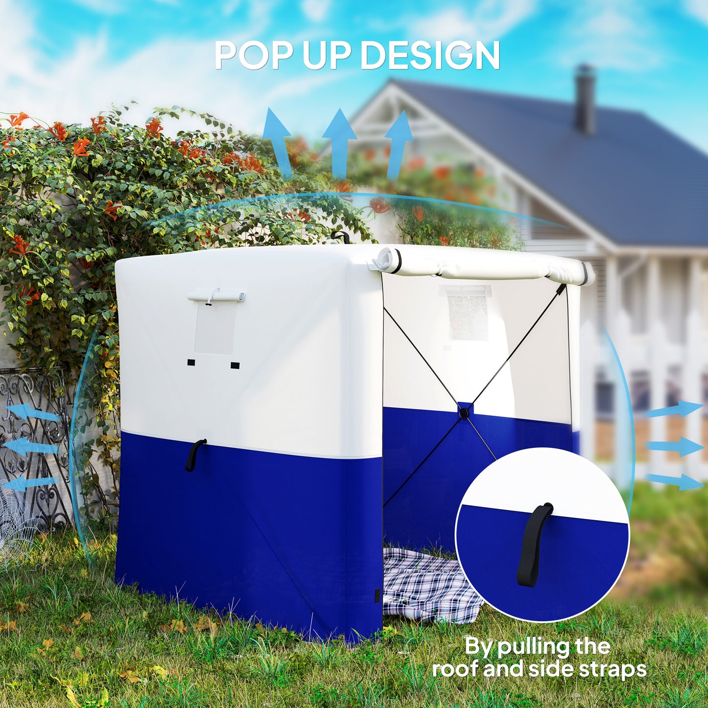 Outsunny 2 x 2m Pop Up Gazebo with Sides Easy up Party Tent, Blue