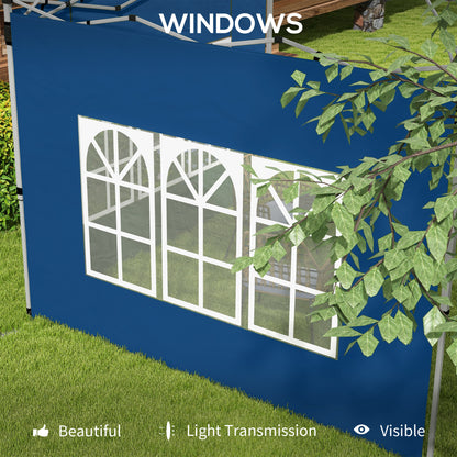 Outsunny Gazebo Side Panels for 3x3(m) or 3x4m Pop Up Gazebo, 2 Pack, Blue