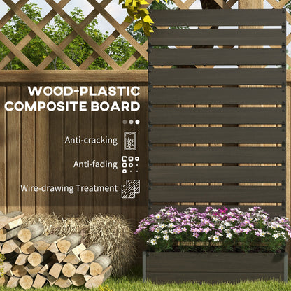 Outsunny Raised Garden Bed with Trellis Standing Patio Planter Box Black