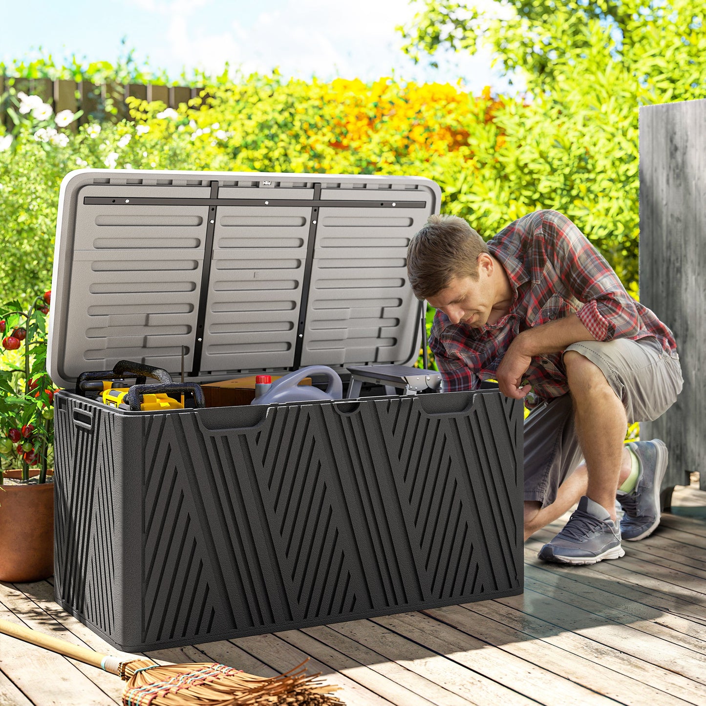 Spacious 380L HDPE Storage Box with Lockable Lid - Durable & Waterproof