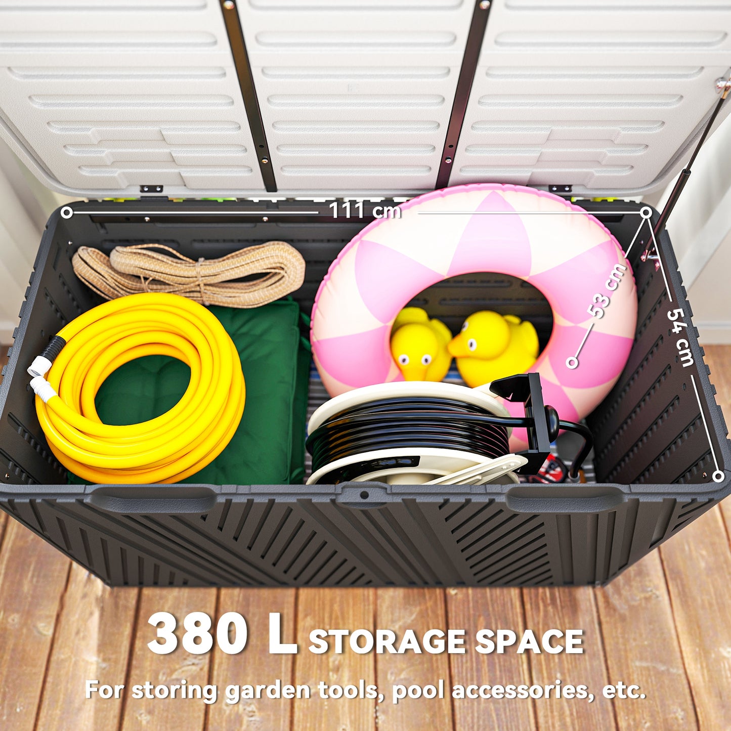 Spacious 380L HDPE Storage Box with Lockable Lid - Durable & Waterproof