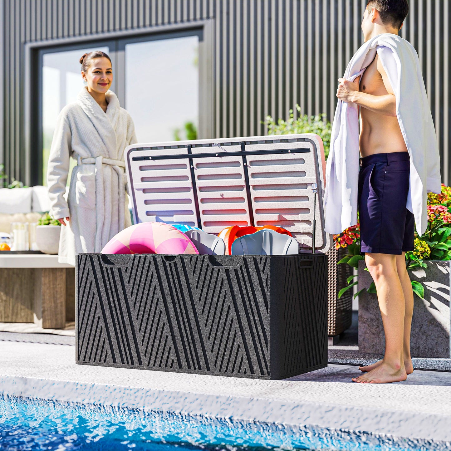 Spacious 380L HDPE Storage Box with Lockable Lid - Durable & Waterproof
